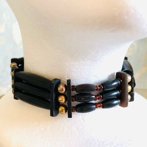 artisan goth black horn bead choker/Bracelet